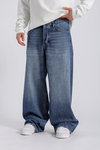 Eskitme Detay Lacivert Baggy Jean Pantolon P991