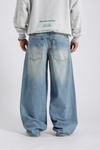 Eskitme Detay Mavi Baggy Jean Pantolon P982