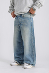 Eskitme Detay Mavi Baggy Jean Pantolon P982