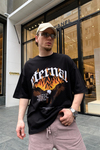 Eternal Baskılı Siyah Oversize Tshirt T664