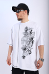 Etnik Desen Baskılı Beyaz Oversize Tshirt T902