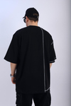 Etnik Desen Baskılı Siyah Oversize Tshirt T901