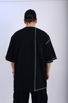 Etnik Desen Baskılı Siyah Oversize Tshirt T901