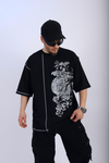 Etnik Desen Baskılı Siyah Oversize Tshirt T901