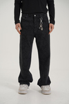 Etnik Desen Siyah Jean Pantolon CT01 6630