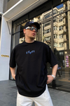 Eye Hearts Baskılı Siyah Oversize Tshirt T634