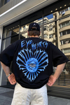 Eye Hearts Baskılı Siyah Oversize Tshirt T634