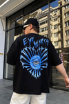 Eye Hearts Baskılı Siyah Oversize Tshirt T634