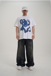 Face Baskılı Beyaz Oversize Tshirt CT01 MRT26010/1