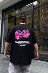 Faded Cube Siyah Oversize Tshirt T644