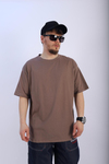 Faded Kahve Oversize Basic Tshirt T918