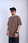 Faded Kahve Oversize Basic Tshirt T918