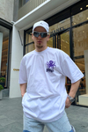 Faded Octopus Baskılı Beyaz Oversize Tshirt T649