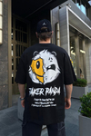 Faker Panda Baskılı Siyah Oversize Tshirt T727