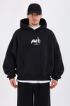 Fall Baskılı Siyah Oversize Hoodie SW1344