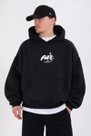 Fall Baskılı Siyah Oversize Hoodie SW1344