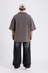 Fermuar Detay Kalın Kumaş Kahve Oversize Zr Tshirt SW1170