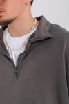 Fermuar Detay Kalın Kumaş Kahve Oversize Zr Tshirt SW1170