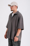 Fermuar Detay Kalın Kumaş Kahve Oversize Zr Tshirt SW1170