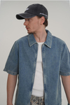 Fermuar Detay Oversize Jean Gömlek