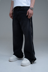 Fermuar Detay Siyah Baggy Jean