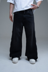 Fermuar Detay Siyah Baggy Jean