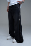 Fermuar Detay Siyah Baggy Jean