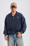Fermuar Yaka Acid Wash Oversize Sweatshirt SW1129