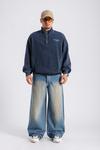 Fermuar Yaka Acid Wash Oversize Sweatshirt SW1129