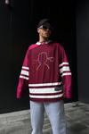 File Kumaş Superoversize Bordo Sleeved Tshirt SW1081