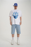 Fire Baskılı Beyaz Oversize Tshirt CT01 MRT26047