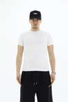 Fitilli Kumaş Beyaz Slim fit Tshirt