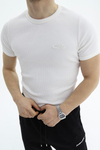 Fitilli Kumaş Beyaz Slim fit Tshirt