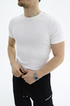 Fitilli Kumaş Beyaz Slim fit Tshirt