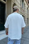 Fitilli Kumaş Krem Oversize Tshirt T804