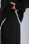 Fitilli Kumaş Siyah Pantolon P1153