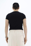 Fitilli Kumaş Siyah Slim fit Tshirt