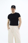 Fitilli Kumaş Siyah Slim fit Tshirt