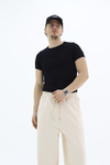 Fitilli Kumaş Siyah Slim fit Tshirt