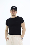 Fitilli Kumaş Siyah Slim fit Tshirt
