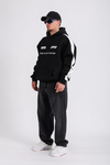 Formula Baskılı Siyah Oversize Hoodie SW1179