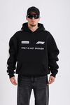 Formula Baskılı Siyah Oversize Hoodie SW1179