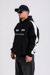 Formula Baskılı Siyah Oversize Hoodie SW1179