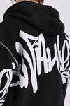 Fullzipp Baskılı Siyah Oversize Sweatshirt SW1214