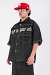 Füme Nakış Detay Oversize Jean Gömlek