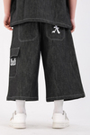 Füme Nakış Detay Oversize Jean Şort
