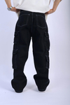 Fundayz Kontrast Dikiş Siyah Baggy Jean Pantolon P906