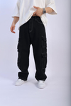 Fundayz Kontrast Dikiş Siyah Baggy Jean Pantolon P906