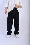 Fundayz Kontrast Dikiş Siyah Baggy Jean Pantolon P906