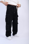 Fundayz Kontrast Dikiş Siyah Baggy Jean Pantolon P906